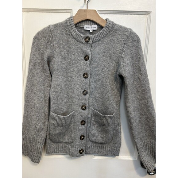 White + Warren 100% Cashmere Full Button Up Cardigan Sweater Gray Women’s XS - Picture 1 of 8